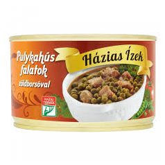 Házias Ízek 400g/Pulykahús zöldborsóval